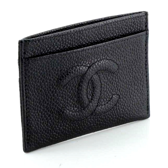 CHANEL Leather Caviar Blk Card Holder Unisex - Picture 1 of 14